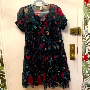 DVF Vintage Floral Boho Dress Drop Waist